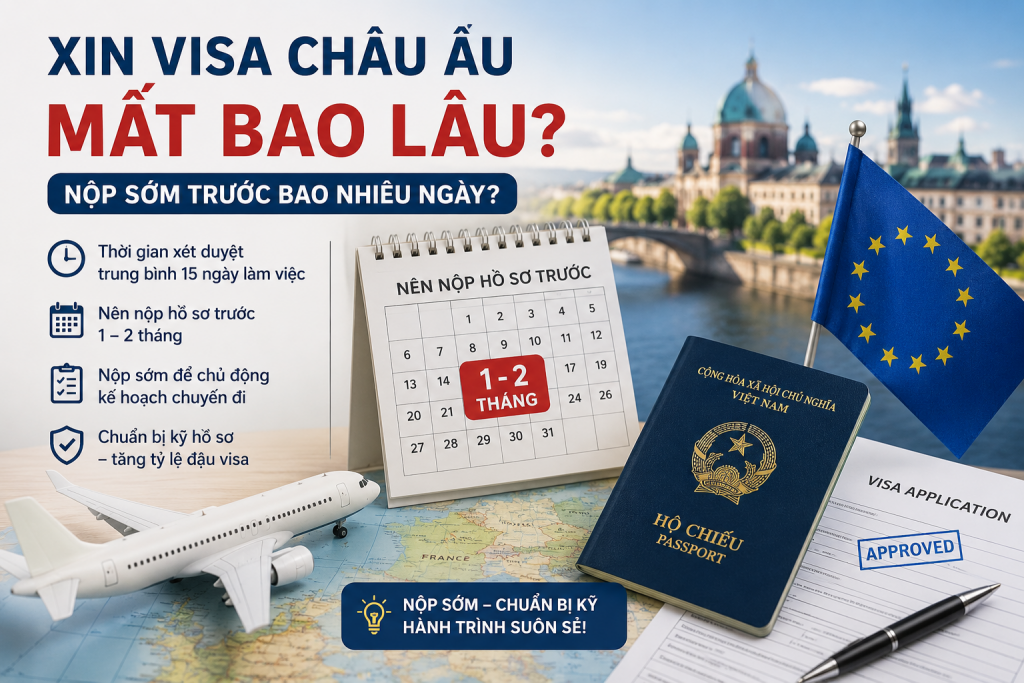 Xin visa Châu Âu mất bao lâu? Nộp sớm trước bao nhiêu ngày?